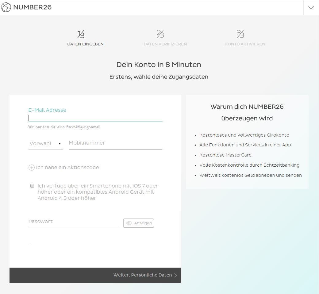 N26 Kontoeröffnung
